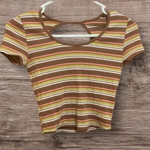 Kohls SO Shirt Crop Top Tee Size XS 80s 90s Retro Style Striped